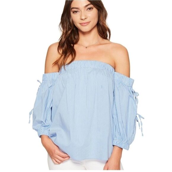 1. state off shoulder blouse with ties - Picture 1 of 8